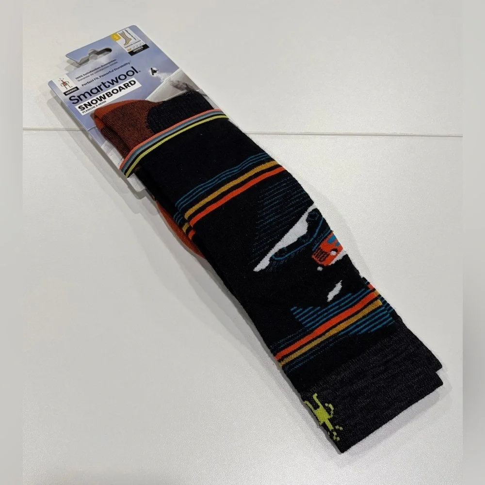 Smartwool Men's Large Snowboard Piste Machine Over The Calf Socks Black Yellow